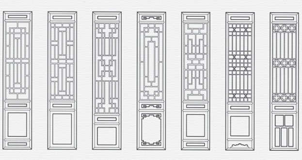 延川常用中式仿古花窗图案隔断设计图