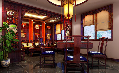 延川古典中式风格茶楼包间设计装修效果图